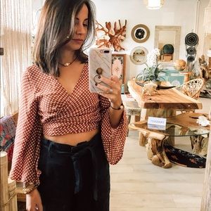 Rust Orange Wrap Top